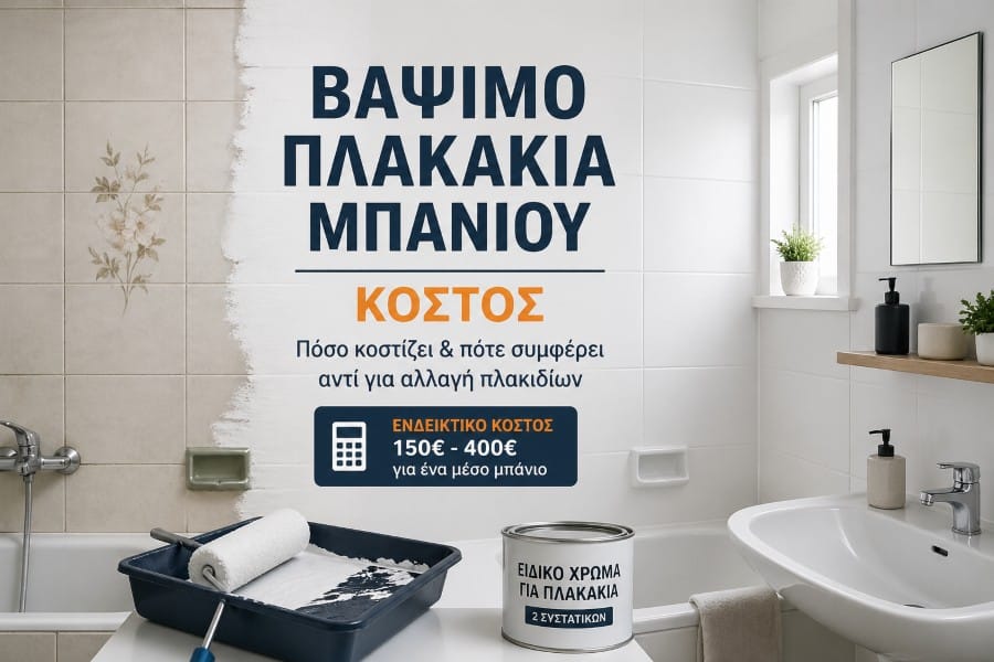 βάψιμο πλακιδίων μπάνιου πριν και μετά αποτέλεσμα