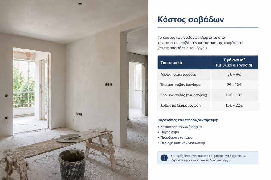 Εργασίες σοβατίσματος κατοικίας με νέο σοβά σε εσωτερικό τοίχο